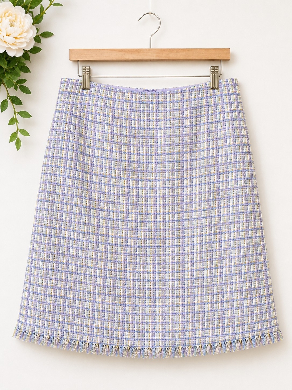 Nordstrom Encore Pastel Tweed Fringe A-Line Skirt 18W Plus